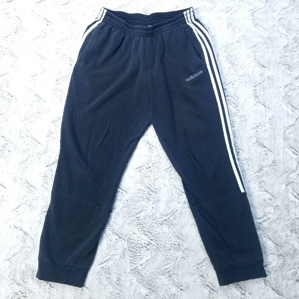 Adidas Mens L Signature Pony Fleece Jogger Sweatpants Black Flat Front